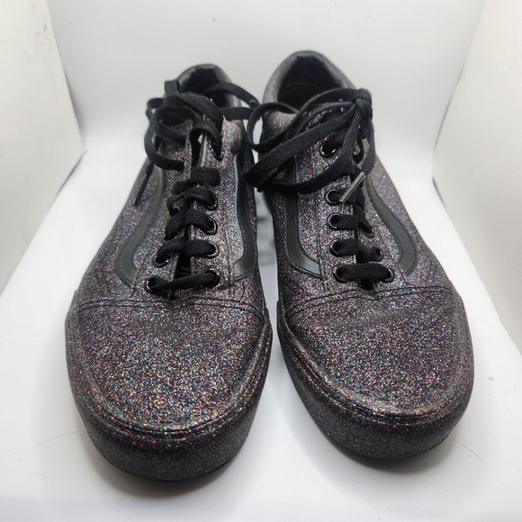 Vans Womens Size 9 Glitter Purple And Black Low Top Lace Up Sneakers Old Skool - Picture 2 of 9